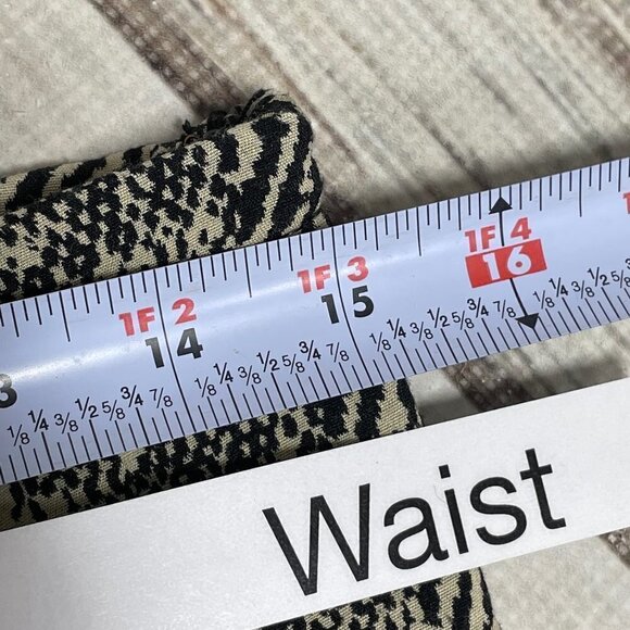 Free People Pants Printed Beige Black Side Zip Flat Front Small - Picture 6 of 13